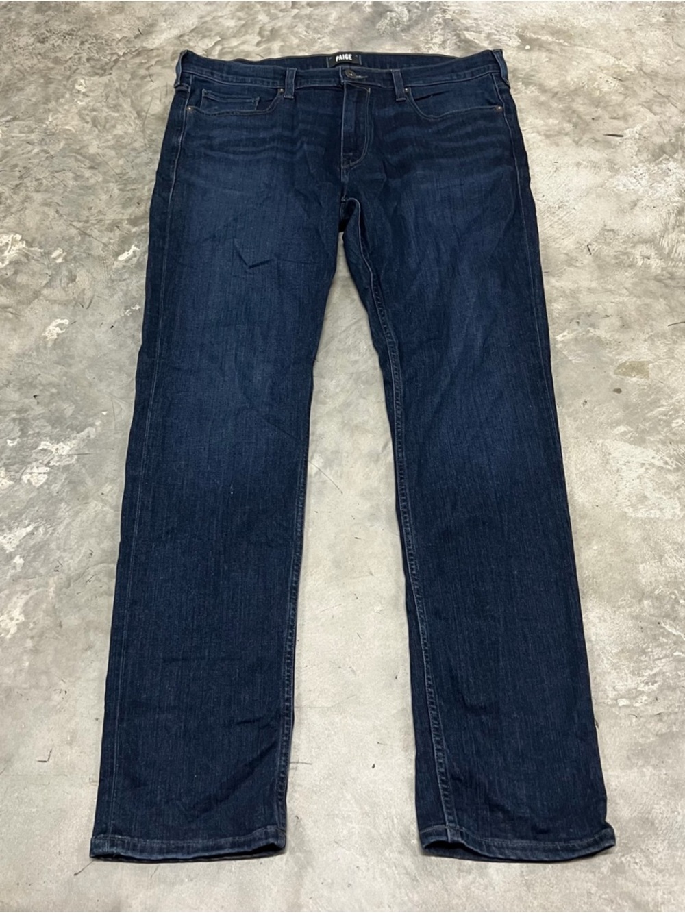 PAIGE JEANS Lennox Slim Stretch Dark Blue Wash Men’s Size 36 (36x34) Zipper Fly